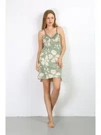 Akbeniz Dantelli İp Askılı Kısa Penye Kadın Gecelik Akbeniz 36720