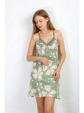 Akbeniz Dantelli İp Askılı Kısa Penye Kadın Gecelik Akbeniz 36720 - Alternatif Görünüm