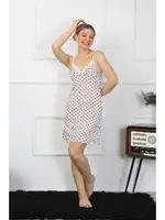 Kadın İp Askılı Penye Kısa Gecelik Akbeniz 11307 Ekru farklı açı