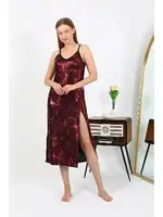 İp Askılı Uzun Parlak Micro Bordo Kadın Elbise Gecelik Akbeniz 7415 Bordo detay görünüm