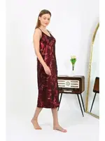 İp Askılı Uzun Parlak Micro Bordo Kadın Elbise Gecelik Akbeniz 7415 Bordo görsel 4