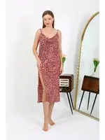 Yırtmaçlı İp Askılı Uzun Parlak Micro Kadın Elbise Akbeniz 7415