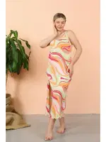 İp Askılı Yırtmaçlı Uzun Fuşya Kadın Gecelik Akbeniz 90117 Fuşya