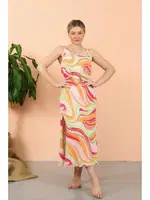 İp Askılı Yırtmaçlı Uzun Fuşya Kadın Gecelik Akbeniz 90117 Fuşya farklı açı