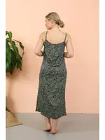 Kadın Haki Gecelik İp Askılı Yırtmaçlı Uzun Akbeniz 90120 Haki farklı açı