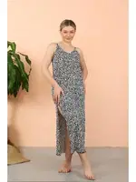 İp Askılı Yırtmaçlı Uzun Lacivert Gecelik Akbeniz 90116 Lacivert detay görünüm