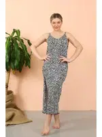 İp Askılı Yırtmaçlı Uzun Lacivert Gecelik Akbeniz 90116 Lacivert görsel 6