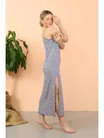 Kadın İp Askılı Yırtmaçlı Akbeniz Uzun Mavi Gecelik 90122 Mavi görsel 6