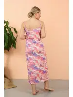 Akbeniz Kadın İp Askılı Yırtmaçlı Uzun Pembe Gecelik 90123 Pembe görsel 4