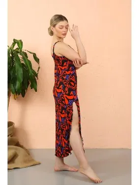 Akbeniz İp Askılı Yırtmaçlı Uzun Siyah Kadın Gecelik Akbeniz 90124 - Alternatif Görünüm