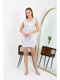 Akbeniz Kısa Parlak Kalın Askılı Micro Kadın Ev Elbisesi Akbeniz 7417