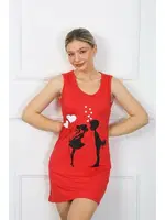 Penye Diz Üstü Kadın Kalın Askılı Kırmızı Gecelik Akbeniz 11310 Görsel