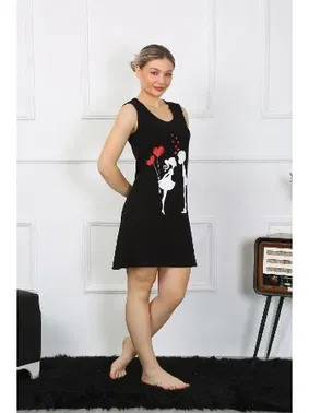 Akbeniz Kalın Askılı Penye Diz Üstü Siyah Gecelik Akbeniz 11310 - Alternatif Görünüm