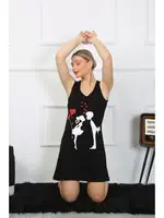 Kalın Askılı Penye Diz Üstü Siyah Gecelik Akbeniz 11310 Görsel görsel 5