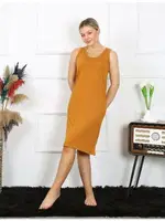 Kadın Kalın Askılı Penye Gecelik Hardal Akbeniz 14001 Hardal görsel 5