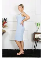 Kalın Askılı Penye Kadın Gecelik Mavi Akbeniz 14001 Mavi görsel 5