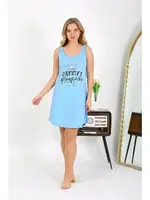 Kalın Askılı Prenses Mavi Penye Kadın Gecelik Akbeniz 1777 Mavi detay görünüm