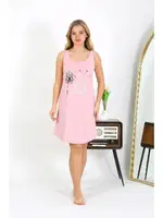 Penye Kalın Askılı Kısa Kadın Gecelik Pembe Akbeniz 1777 Pembe farklı açı