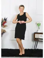 Kalın Askılı Penye Akbeniz Kadın Gecelik Siyah 14001 Siyah