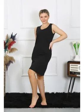 Akbeniz Kalın Askılı Penye Akbeniz Kadın Gecelik Siyah 14001 - Alternatif Görünüm