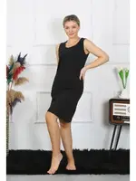 Kalın Askılı Penye Akbeniz Kadın Gecelik Siyah 14001 Siyah detay görünüm