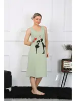 Kalın Askılı Penye Uzun Fıstık Yeşili Gecelik Akbeniz 12001 görsel 5