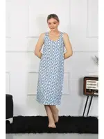 Kalın Askılı Penye Uzun Gecelik Akbeniz 12005 Mavi