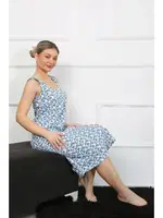 Kalın Askılı Penye Uzun Gecelik Akbeniz 12005 Mavi görsel 4