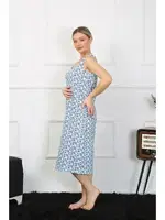 Kalın Askılı Penye Uzun Gecelik Akbeniz 12005 Mavi görsel 5