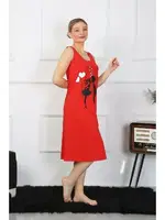 Akbeniz Kalpli Kalın Askılı Penye Uzun Kırmızı Gecelik 12001 detay görünüm