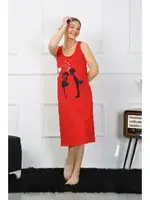 Akbeniz Kalpli Kalın Askılı Penye Uzun Kırmızı Gecelik 12001 görsel 4