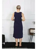 Kalpli Kalın Askılı Penye Uzun Lacivert Gecelik Akbeniz 12001 Lacivert farklı açı