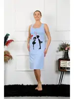 Kalpli Kalın Askılı Penye Uzun Mavi Gecelik Akbeniz 12001 Mavi detay görünüm