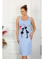 Kalpli Kalın Askılı Penye Uzun Mavi Gecelik Akbeniz 12001 Mavi farklı açı