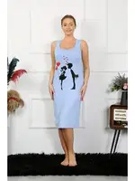 Kalpli Kalın Askılı Penye Uzun Mavi Gecelik Akbeniz 12001 Mavi görsel 5