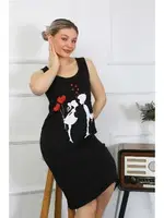 Kalın Askılı Penye Uzun Siyah Gecelik Akbeniz 12001 Siyah görsel 5