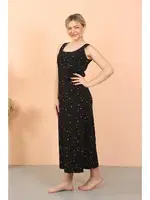 Kalın Askılı Yırtmaçlı Uzun Kadın Gecelik Akbeniz 90112