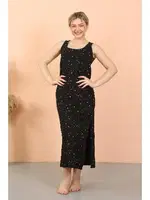 Kalın Askılı Yırtmaçlı Uzun Kadın Gecelik Akbeniz 90112 görsel 5