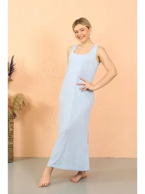 Akbeniz Kadın Kalın Askılı Yırtmaçlı Uzun Gecelik Akbeniz 90115