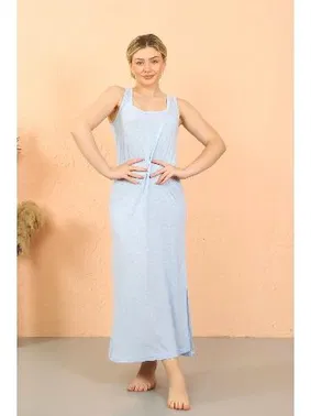 Akbeniz Kadın Kalın Askılı Yırtmaçlı Uzun Gecelik Akbeniz 90115 - Alternatif Görünüm