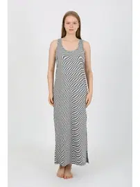 Akbeniz Kalın Askılı Yırtmaçlı Uzun Gri Kadın Gecelik Akbeniz 90110