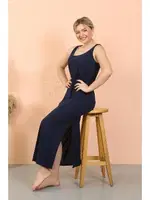 Kalın Askılı Yırtmaçlı Uzun Lacivert Akbeniz Gecelik 90110 Lacivert farklı açı