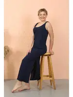 Kalın Askılı Yırtmaçlı Uzun Lacivert Akbeniz Gecelik 90110 Lacivert görsel 4