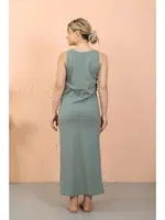 Kalın Askılı Yırtmaçlı Uzun Mint Yeşili Gecelik Akbeniz 90110 Mint Yeşili detay görünüm