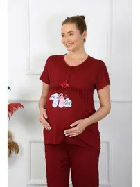 Akbeniz Bordo Kısa Kollu Hamile Lohusa Pijama Takımı Akbeniz 45210