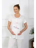 Patik Desenli Kısa Kollu Hamile Lohusa Pijama Takımı Ekru Akbeniz 45210 Ekru görsel 4