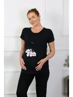 Kısa Kollu Hamile Lohusa Pijama Takımı Siyah Akbeniz 45210 Siyah
