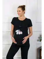 Kısa Kollu Hamile Lohusa Pijama Takımı Siyah Akbeniz 45210 Siyah görsel 5