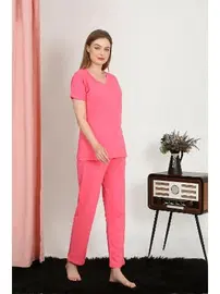 Akbeniz Fuşya Kısa Kollu Pamuklu Kadın Pijama Takım Akbeniz 4213