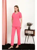 Fuşya Kısa Kollu Pamuklu Kadın Pijama Takım Akbeniz 4213 Fuşya detay görünüm